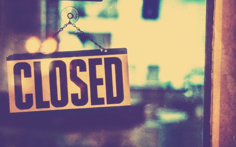 Closed Sign on a door